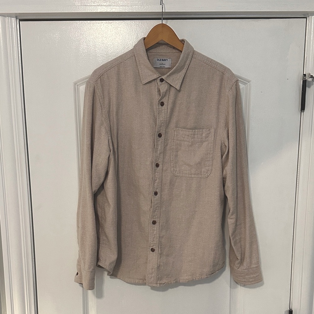Old Navy Men's Beige Casual Button Down Shirt
